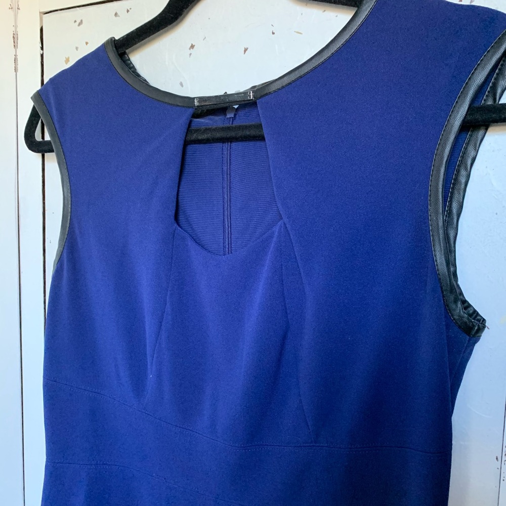 Beautiful indigo blue midi dress with keyhole.
